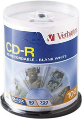 Verbatim - White CD-R Discs - Use with CD, DVD - Eagle Tool & Supply