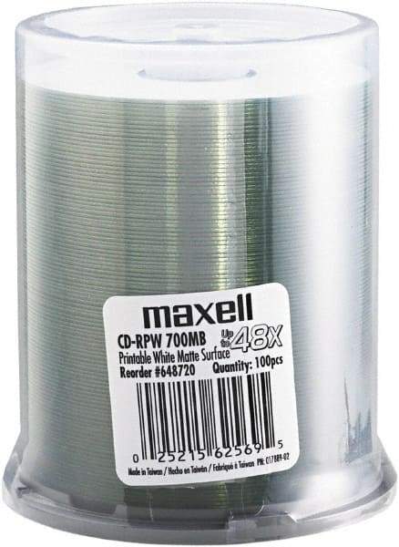 Maxell - Matte White CD-R Discs - Use with CD, DVD - Eagle Tool & Supply