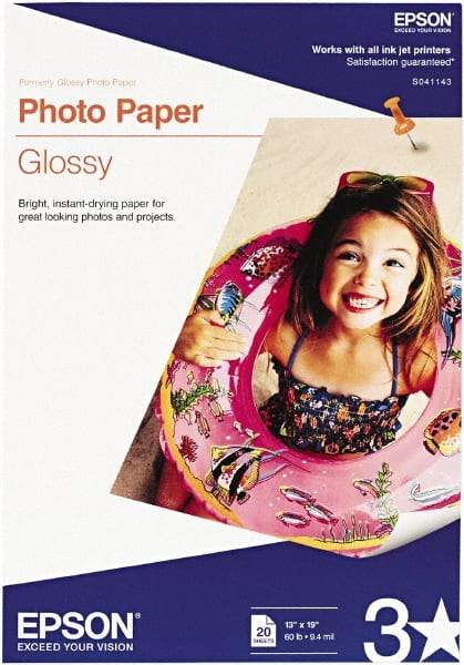 Epson - 13" x 19" White Photo Paper - Use with Inkjet Printers - Eagle Tool & Supply