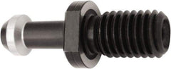 Accupro - C Style, BT30 Taper, M12x1.75 Thread, 45° Angle Radius, High Torque Retention Knob - 1.693" OAL, 0.4331" Knob Diam, 0.7087" Flange Thickness, 0.9055" from Knob to Flange, 0.4921" Pilot Diam, 0.0394" Coolant Hole, Through Coolant - Exact Industrial Supply