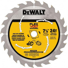 DeWALT - 7-1/4" Diam, 15.88mm Arbor Hole Diam, 24 Tooth Wet & Dry Cut Saw Blade - Steel, Smooth Action, Standard Round Arbor - Eagle Tool & Supply