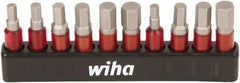 Wiha - 10 Piece 1/4" Drive Inch/Metric Impact Hex Bit Socket Set - 1/8 to 1/4" Hex - Eagle Tool & Supply