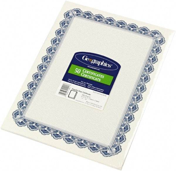 Geographic - 50 Sheet, 8-1/2 x 11", Certificate - Blue - Eagle Tool & Supply