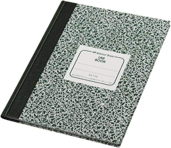 National Brand - 96 Sheet, 7-7/8 x 10-1/8", Quadrille Lab Notebook - Green - Eagle Tool & Supply