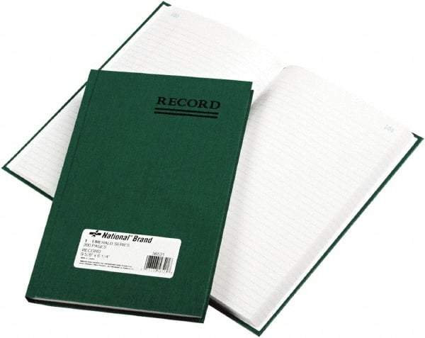 National Brand - 200 Sheet, 6-1/4 x 9-5/8", Record Rule Accounting Book - Green - Eagle Tool & Supply