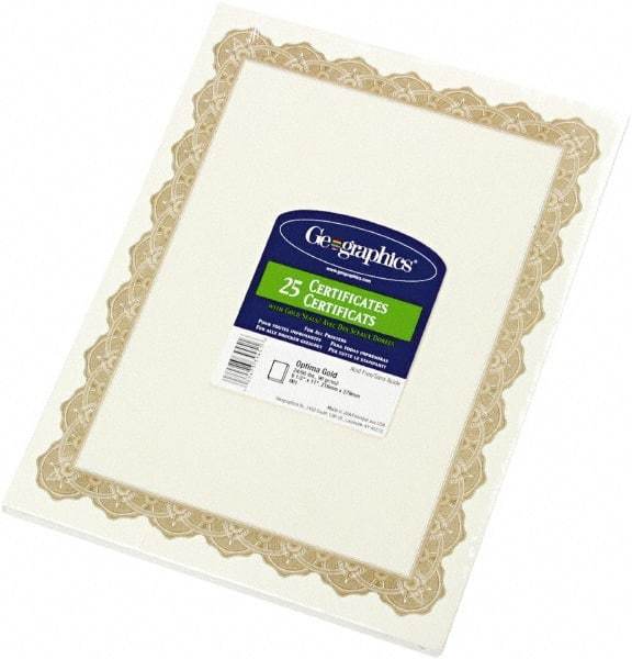 Geographic - 25 Sheet, 8-1/2 x 11", Certificate - Gold - Eagle Tool & Supply