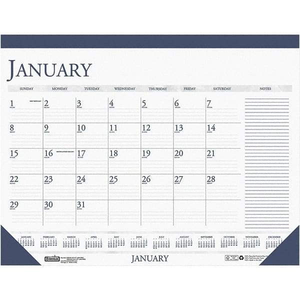 House of Doolittle - 12 Sheet, 18-1/2 x 13", Desk Calendar - White & Blue - Eagle Tool & Supply