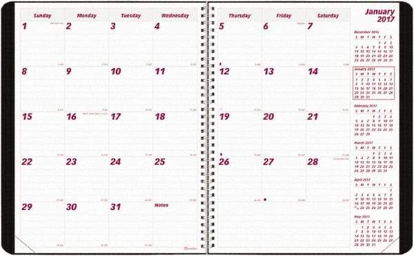 Brownline - 12 Sheet, 8-1/2 x 11", Monthly Planner - Black - Eagle Tool & Supply