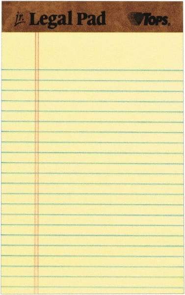 TOPS - 50 Sheet, 5 x 8", Narrow Legal Pad - Canary - Eagle Tool & Supply
