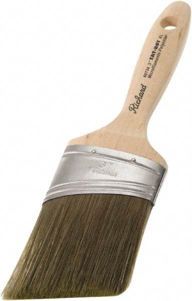 Richard - 3" Oval/Angle Polyester Angular Brush - 3-1/4" Bristle Length, 5-3/4" Wood Sash Handle - Eagle Tool & Supply