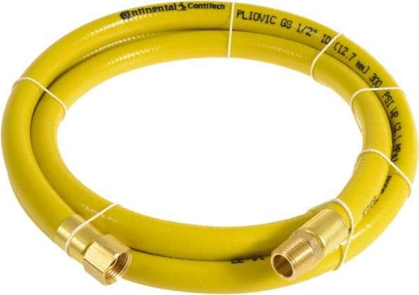 Continental ContiTech - 1/2" ID x 0.78" OD 50' Long Multipurpose Air Hose - MNPT x FNPT Ends, 300 Working psi, -10 to 158°F, 1/2" Fitting, Yellow - Eagle Tool & Supply