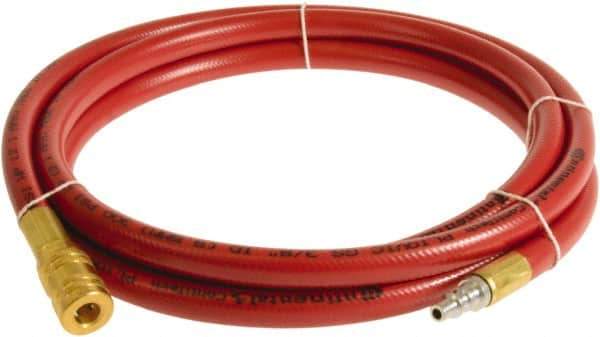 Continental ContiTech - 1/2" ID x 0.78" OD 5' Long Multipurpose Air Hose - Industrial Interchange Safety Coupler x Male Plug Ends, 300 Working psi, -10 to 158°F, 1/2" Fitting, Red - Eagle Tool & Supply