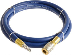 Continental ContiTech - 3/8" ID x 0.6" OD 3' Long Multipurpose Air Hose - Industrial Interchange Safety Coupler x Male Plug Ends, 300 Working psi, -10 to 158°F, 1/4" Fitting, Blue - Eagle Tool & Supply