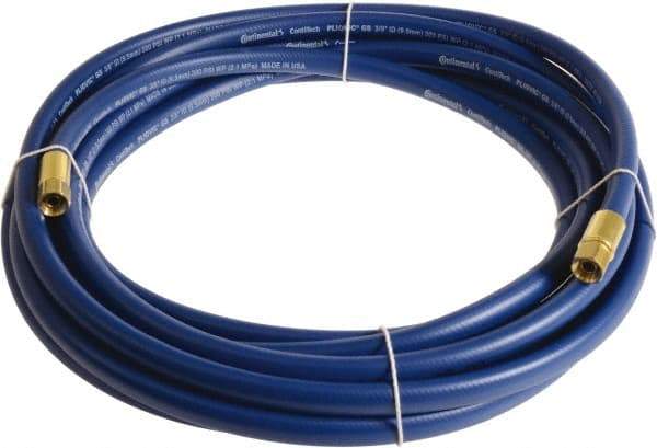 Continental ContiTech - 3/8" ID x 0.6" OD 20' Long Multipurpose Air Hose - FNPT x FNPT Ends, 300 Working psi, -10 to 158°F, 1/4" Fitting, Blue - Eagle Tool & Supply