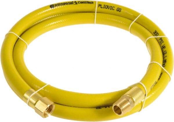 Continental ContiTech - 1/4" ID x 0.45" OD 100' Long Multipurpose Air Hose - MNPT x FNPT Ends, 300 Working psi, -10 to 158°F, 1/4" Fitting, Yellow - Eagle Tool & Supply
