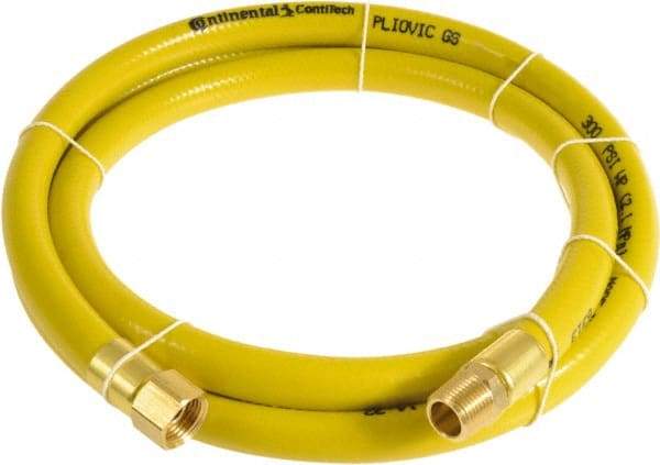 Continental ContiTech - 1/4" ID x 0.45" OD 50' Long Multipurpose Air Hose - MNPT x FNPT Ends, 300 Working psi, -10 to 158°F, 1/4" Fitting, Yellow - Eagle Tool & Supply