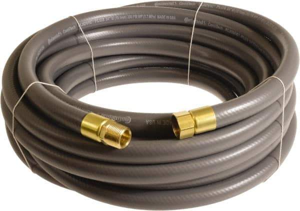 Continental ContiTech - 3/4" ID x 1.11" OD 75' Long Multipurpose Air Hose - MNPT x FNPT Ends, 250 Working psi, -10 to 158°F, 3/4" Fitting, Gray - Eagle Tool & Supply