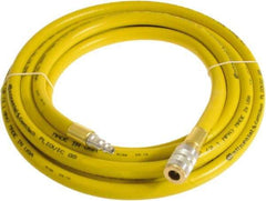 Continental ContiTech - 3/4" ID x 1.11" OD 5' Long Multipurpose Air Hose - Industrial Interchange Safety Coupler x Male Plug Ends, 250 Working psi, -10 to 158°F, 3/4" Fitting, Yellow - Eagle Tool & Supply