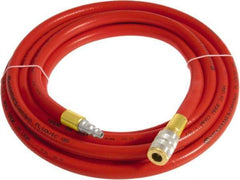 Continental ContiTech - 3/4" ID x 1.11" OD 10' Long Multipurpose Air Hose - Industrial Interchange Safety Coupler x Male Plug Ends, 250 Working psi, -10 to 158°F, 3/4" Fitting, Red - Eagle Tool & Supply