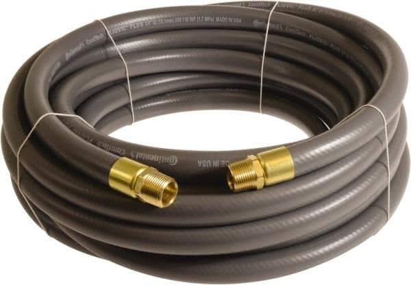 Continental ContiTech - 1" ID x 1.38" OD 50' Long Multipurpose Air Hose - MNPT x MNPT Ends, 250 Working psi, -10 to 158°F, 1" Fitting, Gray - Eagle Tool & Supply