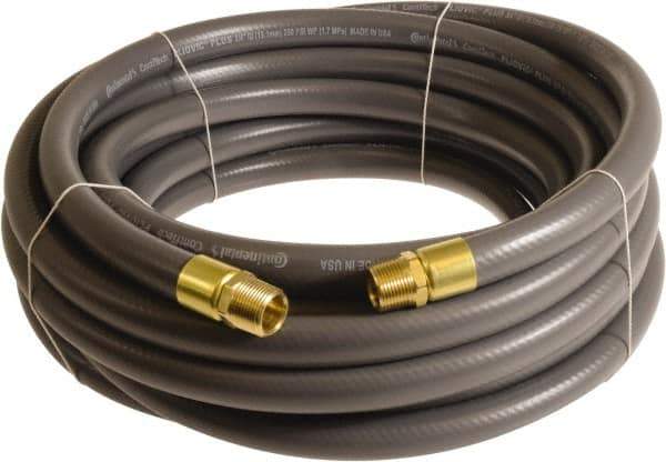 Continental ContiTech - 1" ID x 1.38" OD 25' Long Multipurpose Air Hose - MNPT x MNPT Ends, 250 Working psi, -10 to 158°F, 1" Fitting, Gray - Eagle Tool & Supply