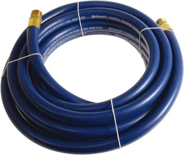 Continental ContiTech - 1" ID x 1.38" OD 25' Long Multipurpose Air Hose - MNPT x MNPT Ends, 250 Working psi, -10 to 158°F, 1" Fitting, Blue - Eagle Tool & Supply