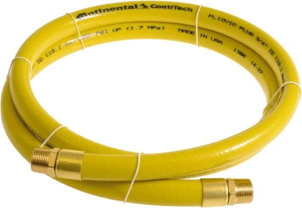 Continental ContiTech - 3/4" ID x 1.11" OD 5' Long Multipurpose Air Hose - MNPT x MNPT Ends, 250 Working psi, -10 to 158°F, 3/4" Fitting, Yellow - Eagle Tool & Supply