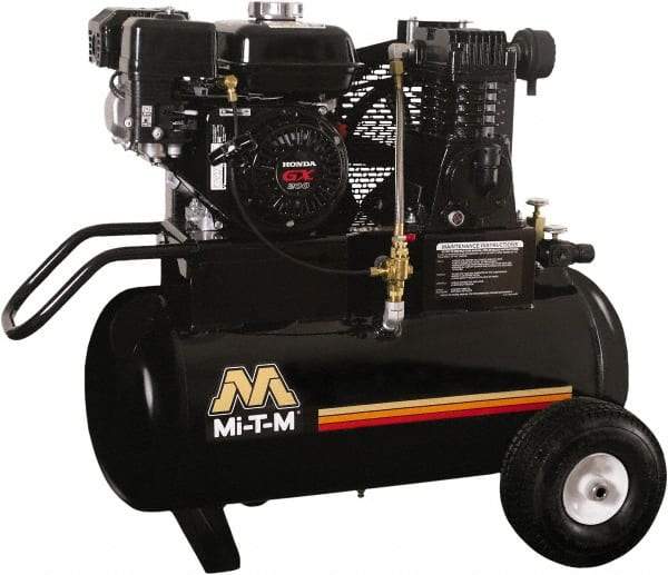 MI-T-M - 6.5 hp, 13.9 CFM, 90 Max psi, Single Stage Portable Fuel Air Compressor - Honda GX200 OHV Engine - Eagle Tool & Supply