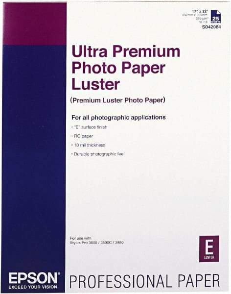 Epson - 17" x 22" White Photo Paper - Use with Inkjet Printers - Eagle Tool & Supply