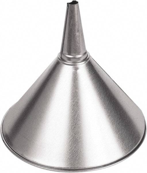 Funnel King - 2 Qt Capacity Galvanized Steel Funnel - 8-3/8" Mouth OD, 1/2" Tip OD, 3-1/8" Straight Spout, Silver - Eagle Tool & Supply