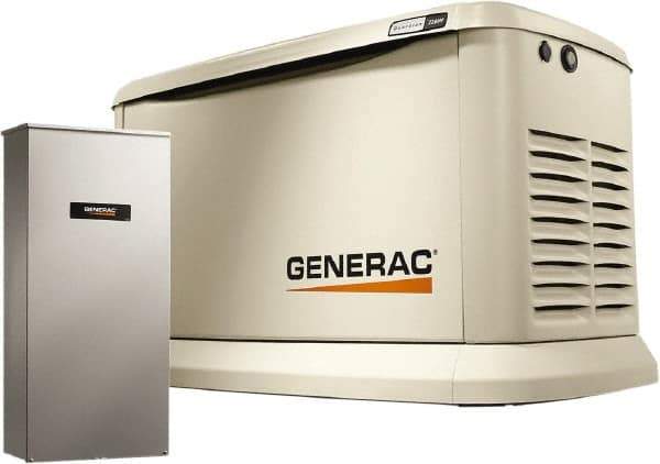 Generac Power - 1 Phase LP & NG Air Cooled Standby Power Generator - 120/240 V, 22 kW, OHVI, Bisque Aluminum Enclosure, Use 140 (LP) & 310 (NG) to Fuel - Eagle Tool & Supply