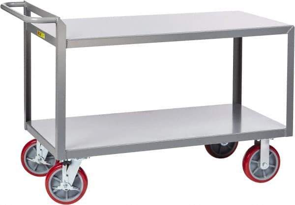Little Giant - 3,600 Lb Capacity, 30" Wide x 54" Long x 36" High Shelf Cart - 2 Shelf, Steel, 2 Rigid/2 Swivel Casters - Eagle Tool & Supply