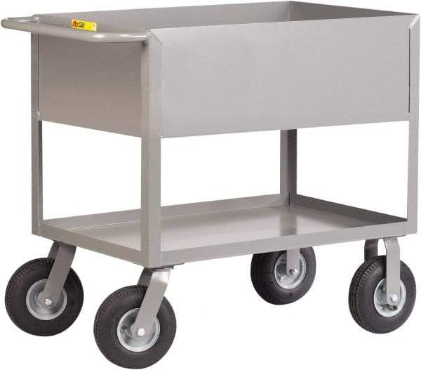 Little Giant - 1,200 Lb Capacity, 24" Wide x 54" Long x 36-1/2" High Deep Shelf Cart - 2 Shelf, Steel, 2 Rigid/2 Swivel Casters - Eagle Tool & Supply