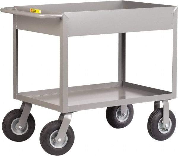 Little Giant - 1,200 Lb Capacity, 24" Wide x 42" Long x 36-1/2" High Deep Shelf Cart - 2 Shelf, Steel, 2 Rigid/2 Swivel Casters - Eagle Tool & Supply