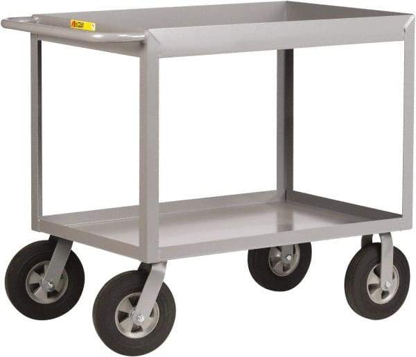 Little Giant - 1,200 Lb Capacity, 24" Wide x 54" Long x 36-1/2" High Deep Shelf Cart - 2 Shelf, Steel, 2 Rigid/2 Swivel Casters - Eagle Tool & Supply