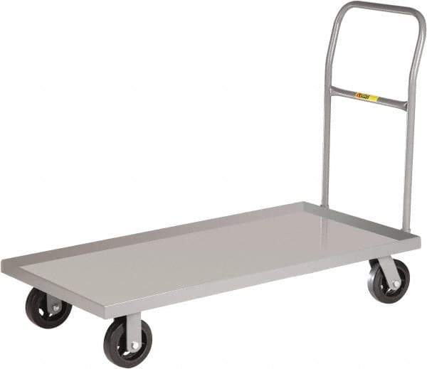 Little Giant - 1,600 Lb Capacity Steel Platform Truck - Steel Deck, 24" OAW, 60" Platform Length x 8-1/2" Platform Height, Mold-On Rubber Casters - Eagle Tool & Supply