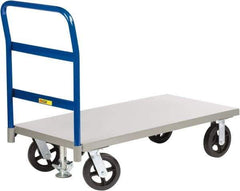 Little Giant - 2,400 Lb Capacity Steel Platform Truck - Steel Deck, 30" OAW, 60" Platform Length x 11" Platform Height, Mold-On Rubber Casters - Eagle Tool & Supply