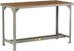 Little Giant - 48 Wide x 30" Deep x 36" High, Hardboard on Steel Heavy-Duty Workbench with Hardboard Top - Fixed Legs, Gray - Eagle Tool & Supply