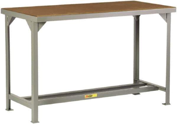 Little Giant - 60 Wide x 36" Deep x 36" High, Hardboard on Steel Heavy-Duty Workbench with Hardboard Top - Fixed Legs, Gray - Eagle Tool & Supply