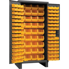 Durham - 132 Bin Storage Cabinet - Steel, 36" Wide x 24" Deep x 78" High, Gray - Eagle Tool & Supply