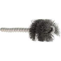 Osborn - 1" Diam Helical Steel Tube Brush - Single Spiral, 0.008" Filament Diam, 1" Brush Length, 3-1/2" OAL, 1/4" Diam Stainless Steel Shank - Eagle Tool & Supply