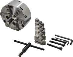 Buck Chuck Company - 6 Jaws, 6" Diam, Self Centering Manual Lathe Chuck - Front Mount, Adjustable, 3,450 Max RPM, 1.78" Through Hole Diam, Forged Steel - Eagle Tool & Supply