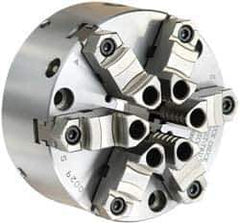 Buck Chuck Company - 6 Jaws, 12" Diam, Self Centering Manual Lathe Chuck - Front Mount, Adjustable, Reversible, 1,725 Max RPM, 4.14" Through Hole Diam, Forged Steel - Eagle Tool & Supply
