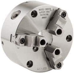 Buck Chuck Company - 3 Jaws, 12" Diam, Self Centering Manual Lathe Chuck - Front Mount, Adjustable, Reversible, 2,300 Max RPM, 4.14" Through Hole Diam, Forged Steel - Eagle Tool & Supply