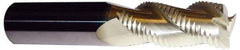 ProMax - 5/8" Diam, Coarse Pitch, 1-1/4" LOC, 3 Flute Solid Carbide 0.055-0.065" Corner Radius Roughing End Mill - ZrN Finish, 3-1/2" OAL, 5/8" Shank Diam, Single End, Centercutting, 40° Helix - Eagle Tool & Supply