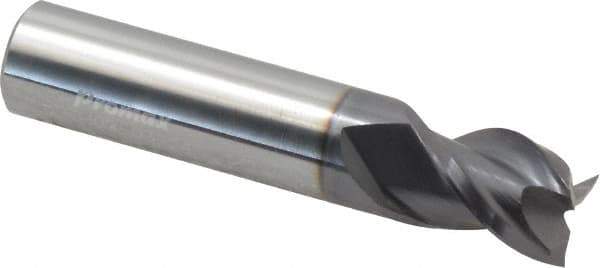 ProMax - 1/2", 5/8" LOC, 1/2" Shank Diam, 2-1/2" OAL, 3 Flute, Solid Carbide Square End Mill - Single End, AlTiN Finish, Spiral Flute, 40° Helix, Centercutting, Right Hand Cut, Right Hand Flute, Series 109 - Eagle Tool & Supply