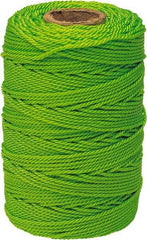 Irwin - #18, Nylon Braided Twine - Fluorescent Green - Eagle Tool & Supply