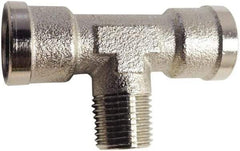 Legris - 3/8 Male Thread x 3/8 Female Thread, Nickel Plated Brass Industrial Pipe Male Branch Tee - MBSPT x FBSPP, 870 psi - Eagle Tool & Supply