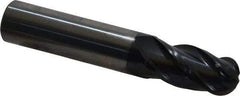 OSG - 5/8" Diam, 1-1/4" LOC, 4 Flute Solid Carbide Ball End Mill - TiAlN Finish, Single End, 3-1/2" OAL, 5/8" Shank Diam, Spiral Flute - Eagle Tool & Supply