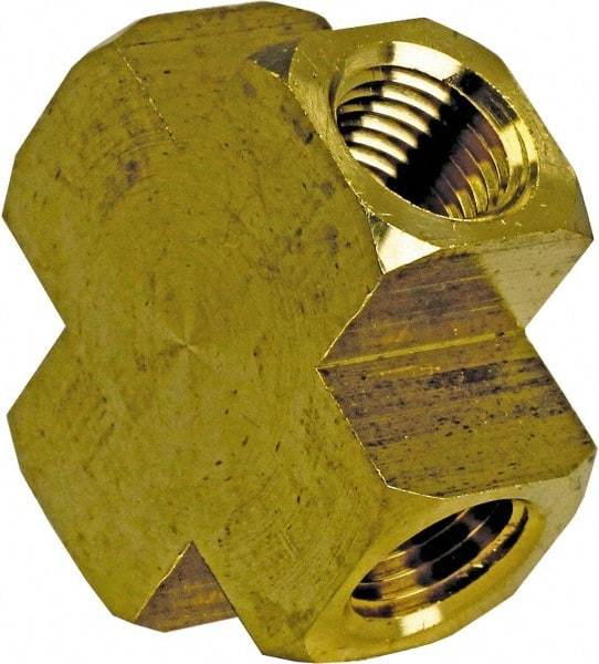 Cerro - 1/8 Female Thread, Brass Industrial Pipe Female Cross - FNPT, 1,200 psi - Eagle Tool & Supply